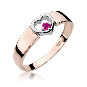 Złoty pierścionek W276 Różowy Szafir 0,04ct różowe złoto pr. 585