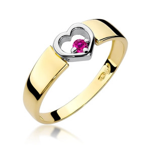 Złoty pierścionek W276 Różowy Szafir 0,04ct żółte złoto pr. 585