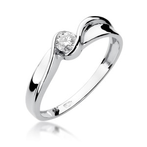 Złoty pierścionek W278 Diament 0,15ct białe złoto pr. 585