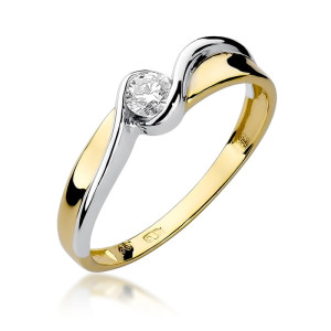 Złoty pierścionek W278 Diament 0,15ct żółte złoto pr. 585