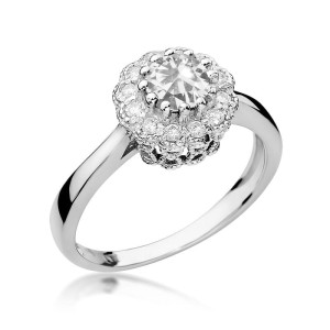 Złoty pierścionek W284 Biały Szafir 0,60ct białe złoto pr. 585