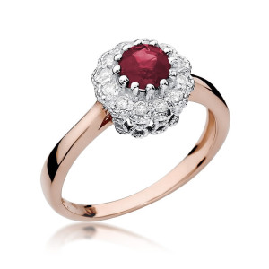 Złoty pierścionek W284 Rubin 0,60ct różowe złoto pr. 585