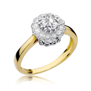 Złoty pierścionek W284 Biały Szafir 0,60ct żółte złoto pr. 585