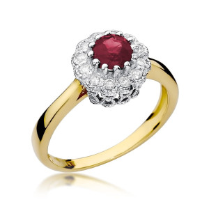 Złoty pierścionek W284 Rubin 0,60ct żółte złoto pr. 585