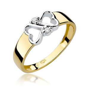 Złoty pierścionek W286 z diamentami żółte złoto pr. 585
