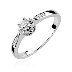 Złoty pierścionek W291 Diament 0,20ct białe złoto pr. 585