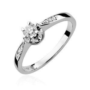 Złoty pierścionek W291 Diament 0,23ct białe złoto pr. 585
