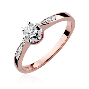 Złoty pierścionek W291 Diament 0,20ct różowe złoto pr. 585