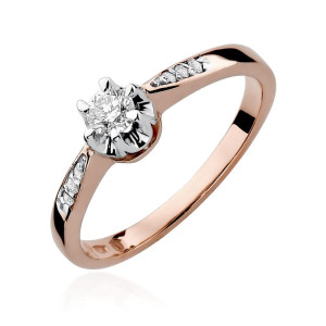 Złoty pierścionek W291 Diament 0,23ct różowe złoto pr. 585