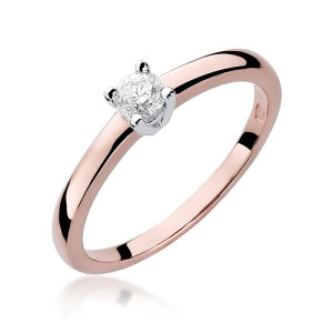 Złoty pierścionek W292 Diament 0,20ct różowe złoto pr. 585