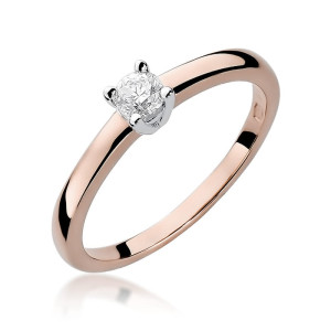 Złoty pierścionek W292 Diament 0,25ct różowe złoto pr. 585