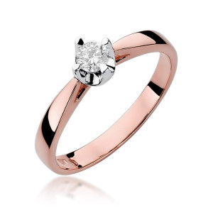 Złoty pierścionek W293 Diament 0,20ct różowe złoto pr. 585