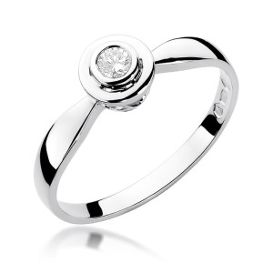 Złoty pierścionek W294 Diament 0,10ct białe złoto pr. 585