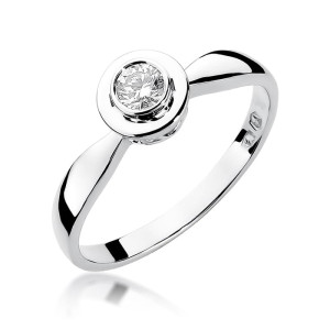 Złoty pierścionek W294 Diament 0,15ct białe złoto pr. 585