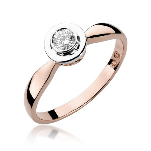 Złoty pierścionek W294 Diament 0,25ct różowe złoto pr. 585