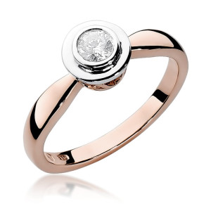 Złoty pierścionek W294 Diament 0,30ct różowe złoto pr. 585