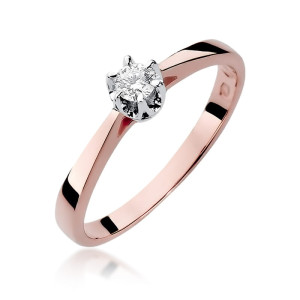 Złoty pierścionek W295 Diament 0,12ct różowe złoto pr. 585