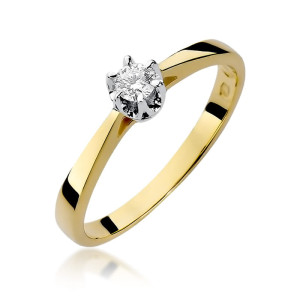 Złoty pierścionek W295 Diament 0,15ct żółte złoto pr. 585