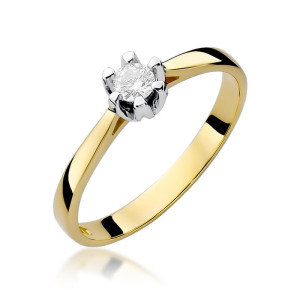 Złoty pierścionek W299 Diament 0,12ct żółte złoto pr. 585