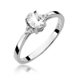 Złoty pierścionek W301 Biały szafir 0,50ct białe złoto pr. 585