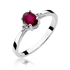 Złoty pierścionek W301 Rubin 0,60ct białe złoto pr. 585