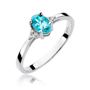 Złoty pierścionek W301 Topaz 0,50ct białe złoto pr. 585
