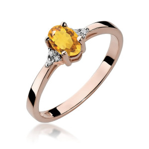 Złoty pierścionek W301 Cytryn 0,60ct żołte złoto pr. 585