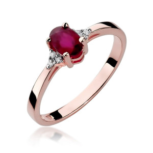 Złoty pierścionek W301 Rubin 0,60ct różowe złoto pr. 585