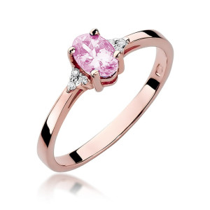 Złoty pierścionek W301 Różowy Topaz 0,50ct różowe złoto pr. 585