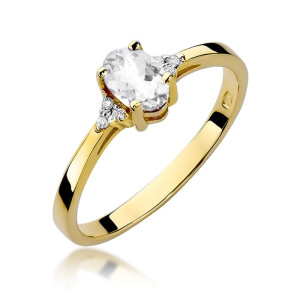 Złoty pierścionek W301 Biały szafir 0,50ct żółte złoto pr. 585