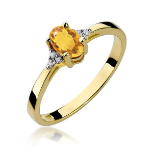 Złoty pierścionek W301 Cytryn 0,60ct żółte złoto pr. 585