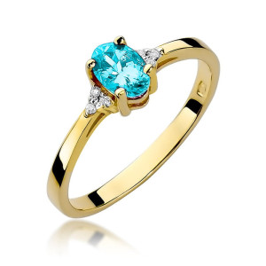 Złoty pierścionek W301 Topaz 0,50ct żółte złoto pr. 585