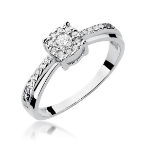 Złoty pierścionek W302 Diament 0,08ct białe złoto pr. 585