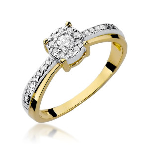 Złoty pierścionek W302 Diament 0,08ct żółte złoto pr. 585