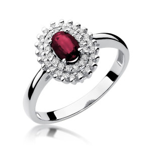 Złoty pierścionek W303 Rubin 0,60ct białe złoto pr. 585