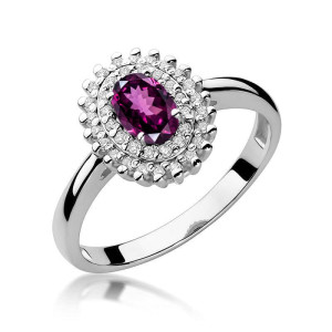Złoty pierścionek W303 Rodolit 0,50ct białe złoto pr. 585