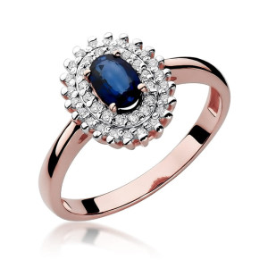 Złoty pierścionek W303 Szafir 0,70ct różowe złoto pr. 585