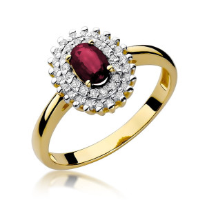 Złoty pierścionek W303 Rubin 0,60ct żółte złoto pr. 585
