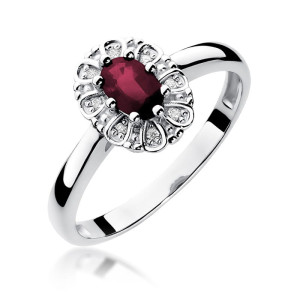 Złoty pierścionek W304 Rubin 0,60ct białe złoto pr. 585