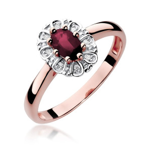 Złoty pierścionek W304 Rubin 0,60ct różowe złoto pr. 585