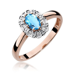 Złoty pierścionek W304 Topaz 0,50ct różowe złoto pr. 585