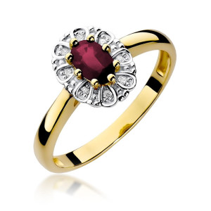 Złoty pierścionek W304 Rubin 0,60ct żółte złoto pr. 585