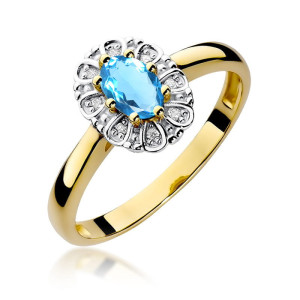 Złoty pierścionek W304 Topaz 0,50ct żółte złoto pr. 585