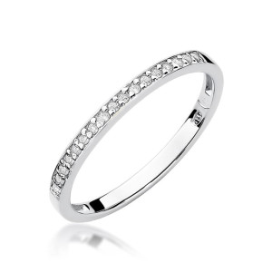 Złoty pierścionek W306 z diamentami białe złoto pr. 585