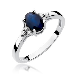Złoty pierścionek W308 Szafir 0,90ct białe złoto pr. 585