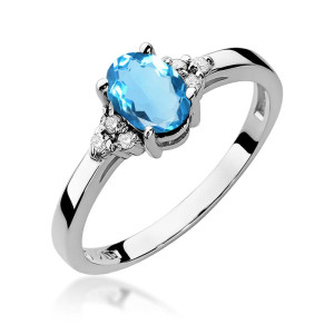 Złoty pierścionek W308 Topaz 0,90ct białe złoto pr. 585