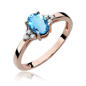 Złoty pierścionek W308 Topaz 0,90ct różowe złoto pr. 585