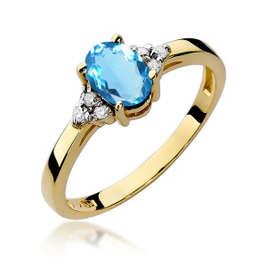 Złoty pierścionek W308 Topaz 0,90ct żółte złoto pr. 585