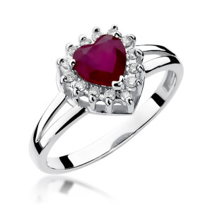 Złoty pierścionek W310 Rubin 1,10ct białe złoto pr. 585
