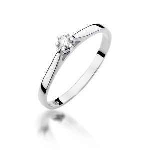 Złoty pierścionek W311 Diament 0,09ct białe złoto pr. 585